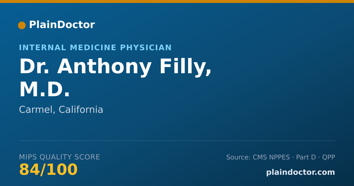 Shareable card for Anthony Filly, M.D. - Internal Medicine Physician, Carmel, CA
