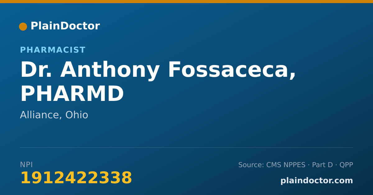 Shareable card for Anthony Fossaceca, PHARMD - Pharmacist, Alliance, OH