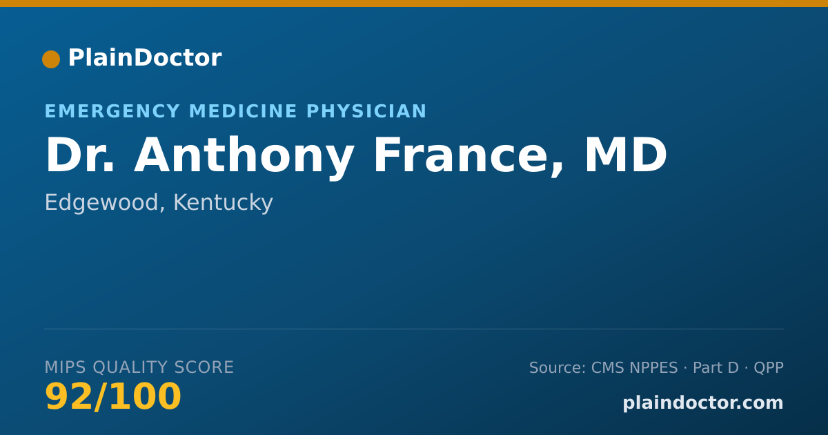 Shareable card for Anthony France, MD - Emergency Medicine Physician, Edgewood, KY