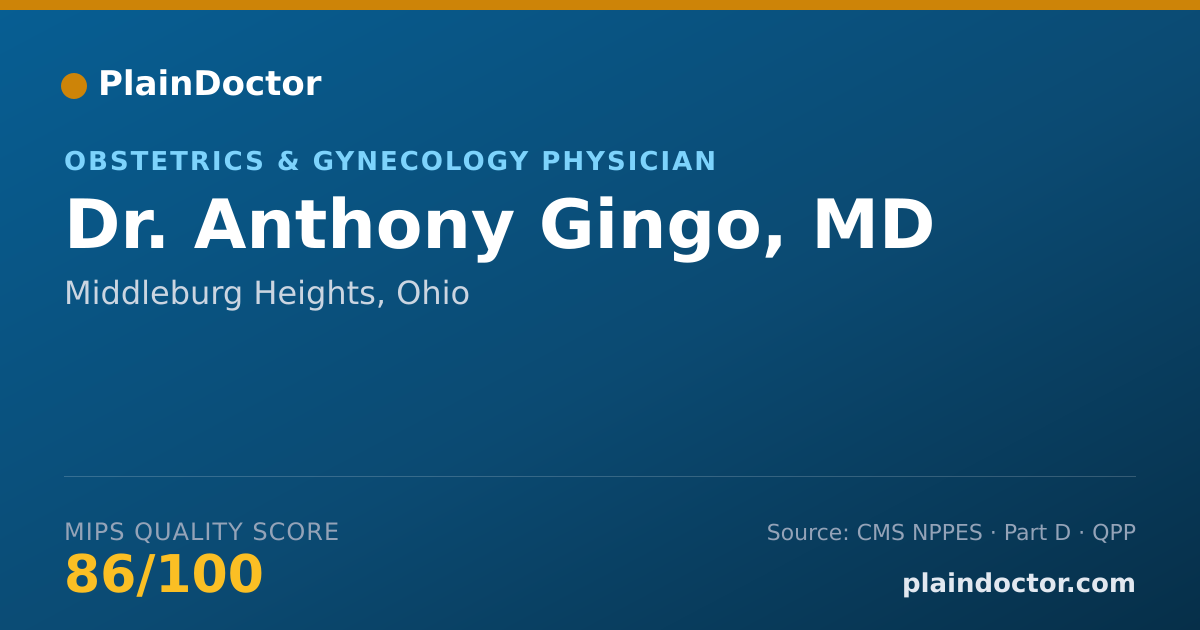 Shareable card for Anthony Gingo, MD - Obstetrics & Gynecology Physician, Middleburg Heights, OH