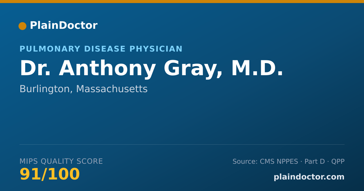 Shareable card for Anthony Gray, M.D. - Pulmonary Disease Physician, Burlington, MA