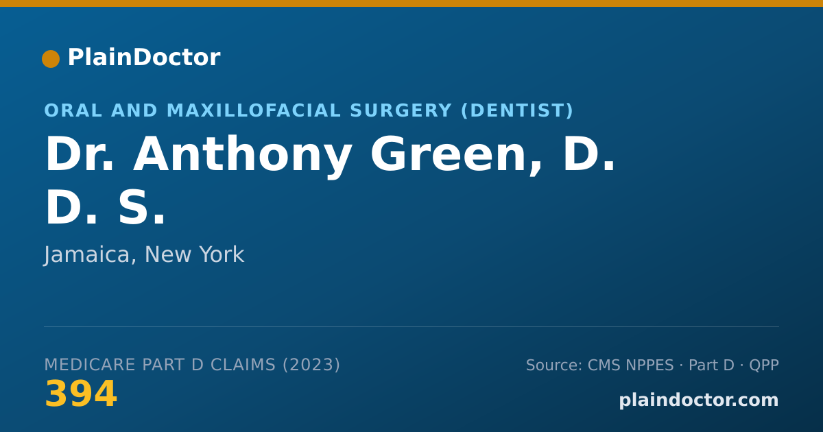 Shareable card for Anthony Green, D. D. S. - Oral and Maxillofacial Surgery (Dentist), Jamaica, NY