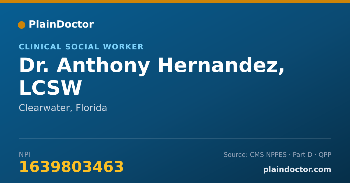 Shareable card for Anthony Hernandez, LCSW - Clinical Social Worker, Clearwater, FL