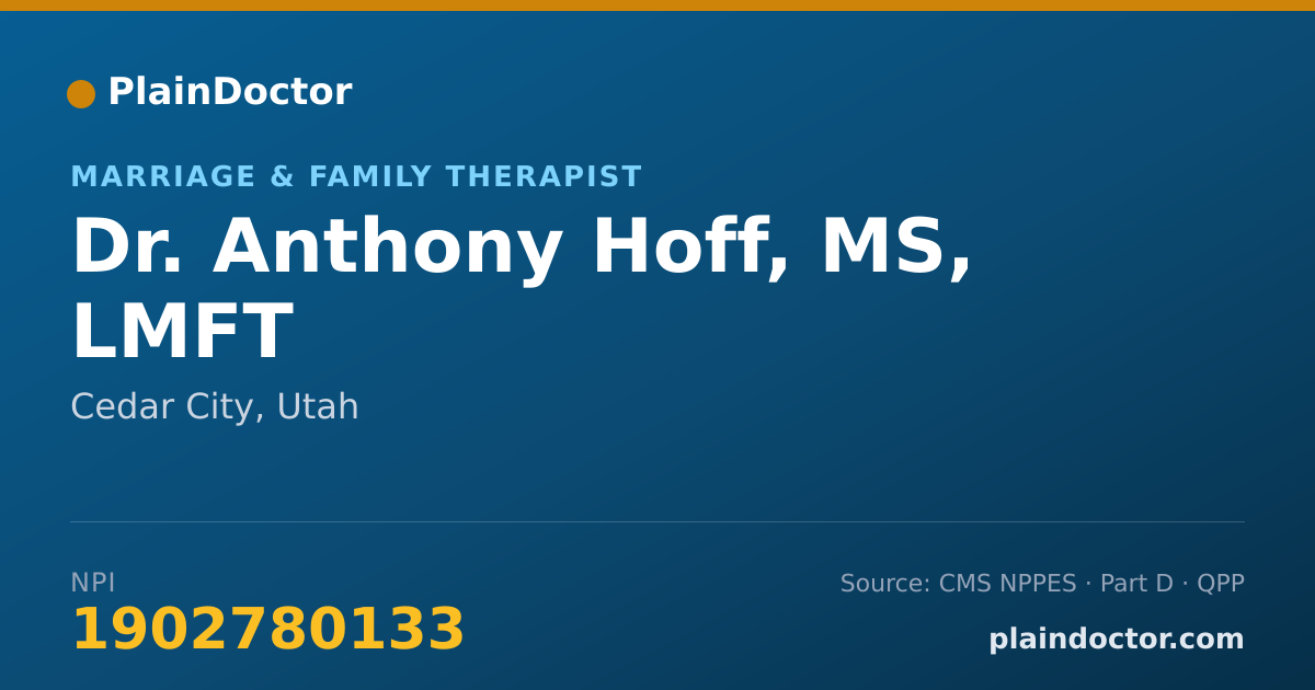 Shareable card for Anthony Hoff, MS, LMFT - Marriage & Family Therapist, Cedar City, UT