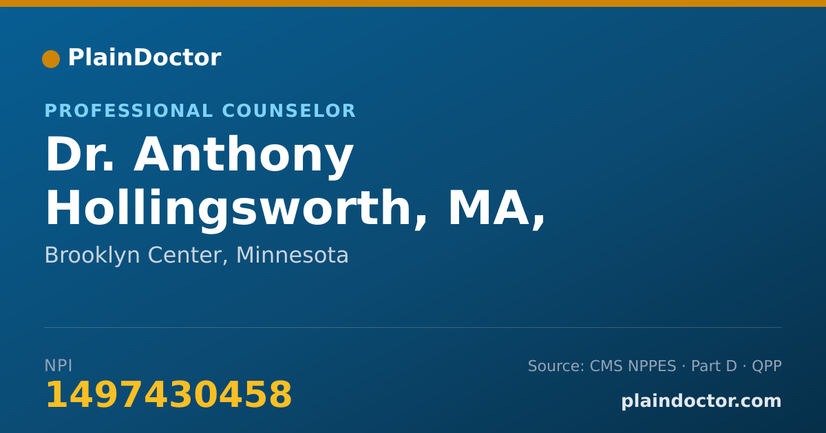 Shareable card for Anthony Hollingsworth, MA, LPCC - Professional Counselor, Brooklyn Center, MN