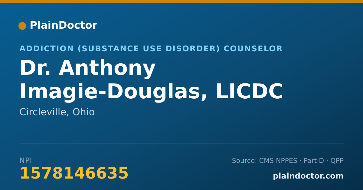 Shareable card for Anthony Imagie-Douglas, LICDC - Addiction (Substance Use Disorder) Counselor, Circleville, OH