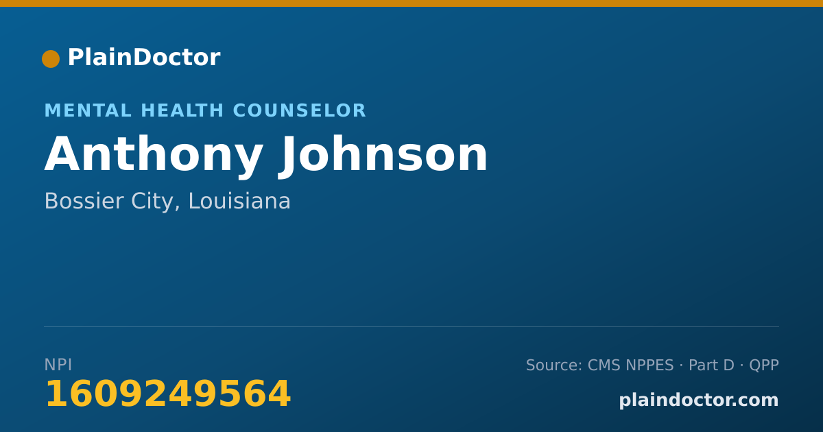 Shareable card for Anthony Johnson - Mental Health Counselor, Bossier City, LA
