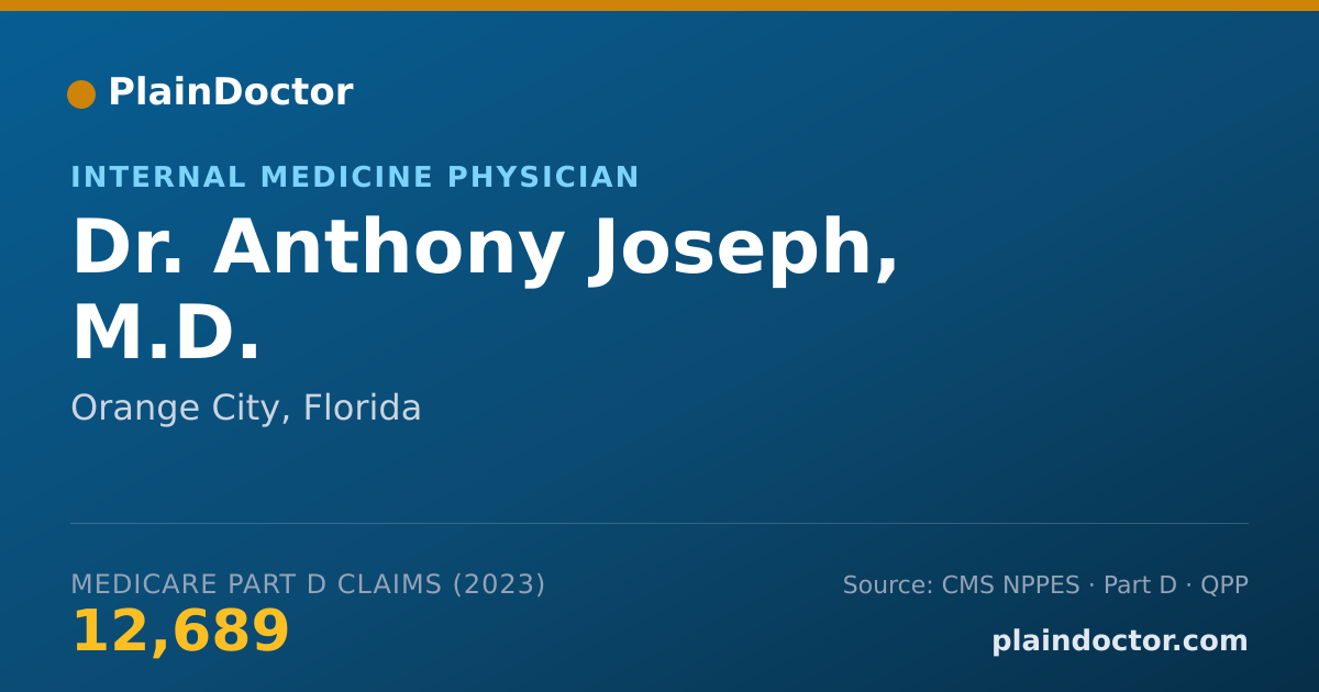 Shareable card for Anthony Joseph, M.D. - Internal Medicine Physician, Orange City, FL