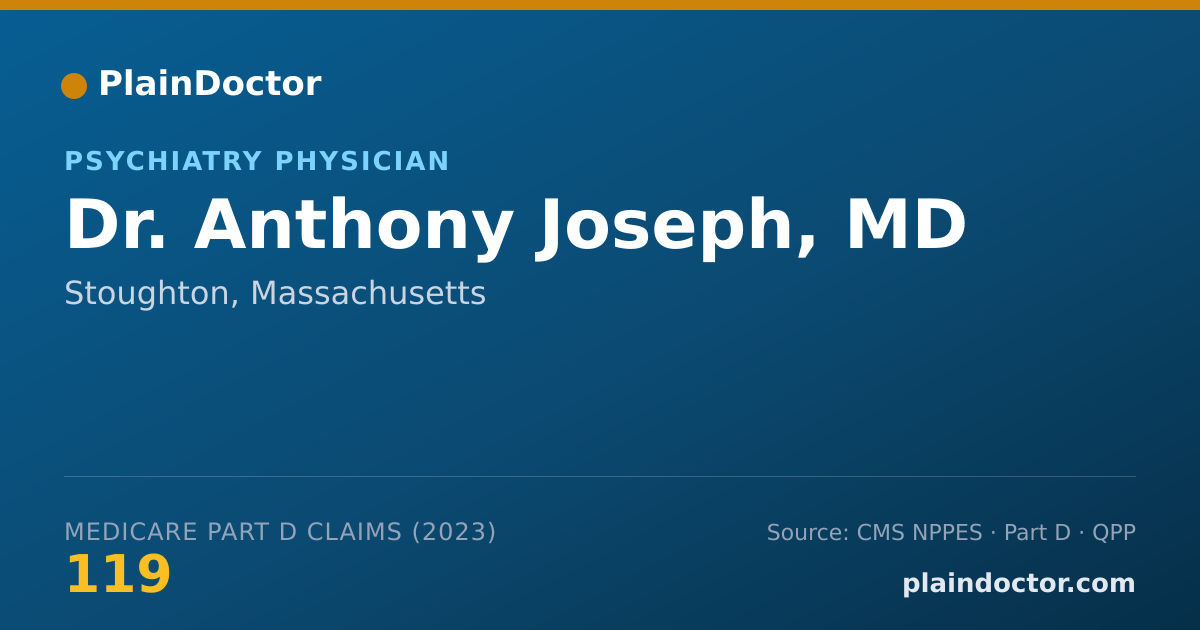 Shareable card for Anthony Joseph, MD - Psychiatry Physician, Stoughton, MA