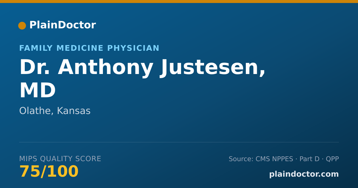 Shareable card for Anthony Justesen, MD - Family Medicine Physician, Olathe, KS