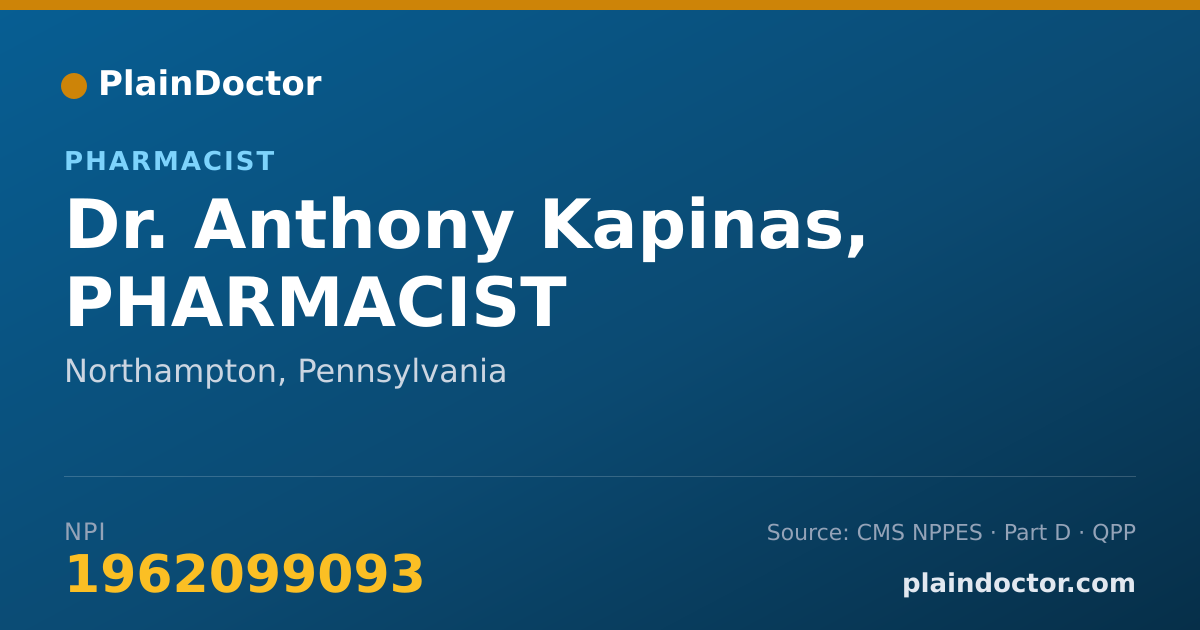 Shareable card for Anthony Kapinas, PHARMACIST - Pharmacist, Northampton, PA