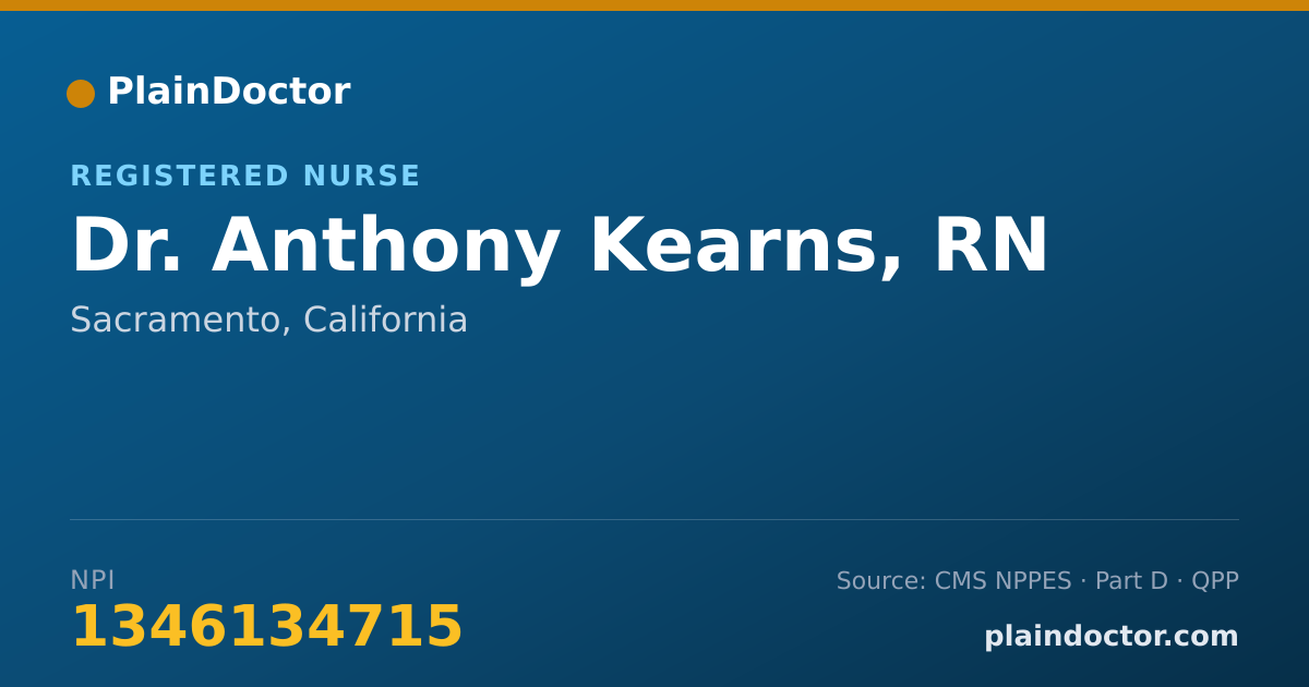 Shareable card for Anthony Kearns, RN - Registered Nurse, Sacramento, CA