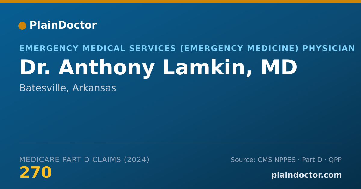 Shareable card for Anthony Lamkin, MD - Emergency Medical Services (Emergency Medicine) Physician, Batesville, AR