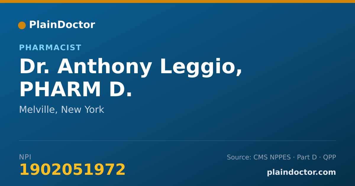 Shareable card for Anthony Leggio, PHARM D. - Pharmacist, Melville, NY
