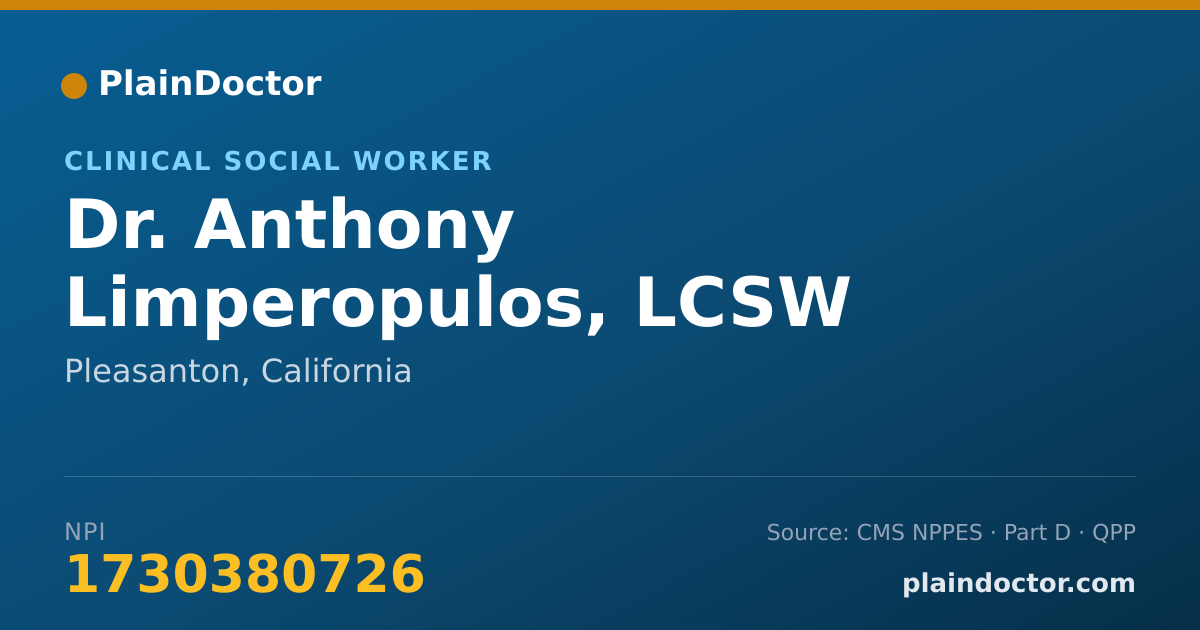 Shareable card for Anthony Limperopulos, LCSW - Clinical Social Worker, Pleasanton, CA