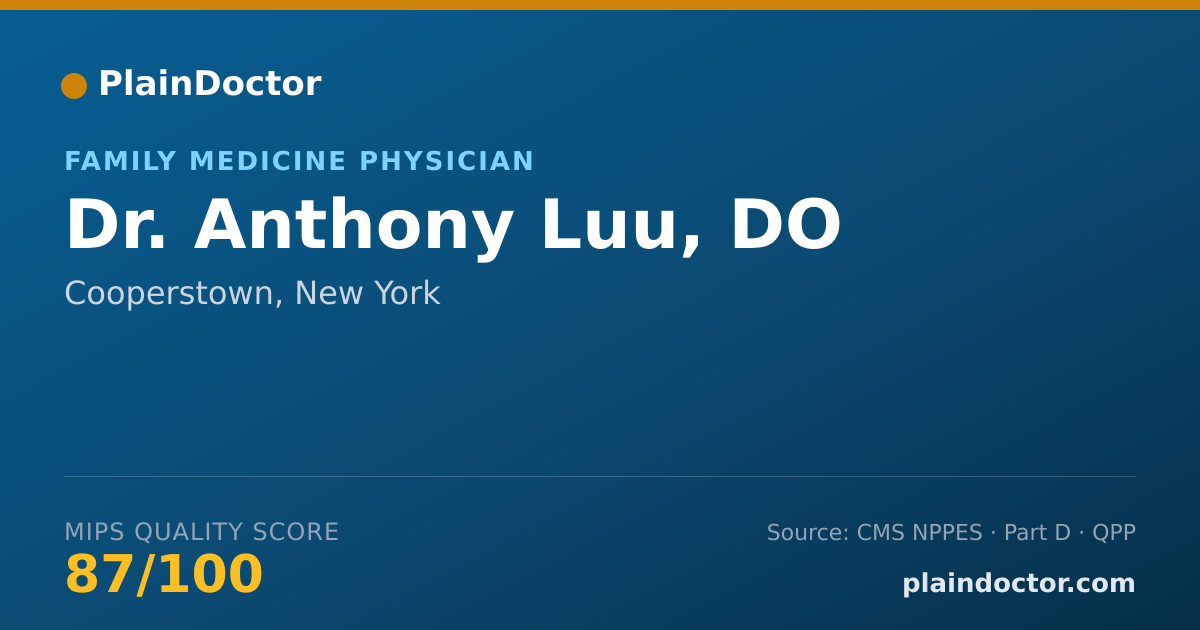 Shareable card for Anthony Luu, DO - Family Medicine Physician, Cooperstown, NY