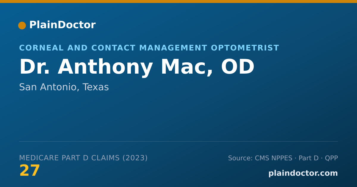 Shareable card for Anthony Mac, OD - Corneal and Contact Management Optometrist, San Antonio, TX