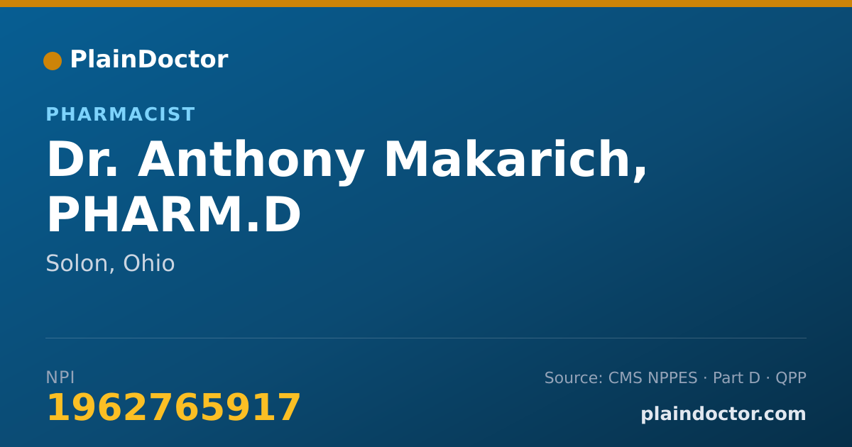 Shareable card for Anthony Makarich, PHARM.D - Pharmacist, Solon, OH