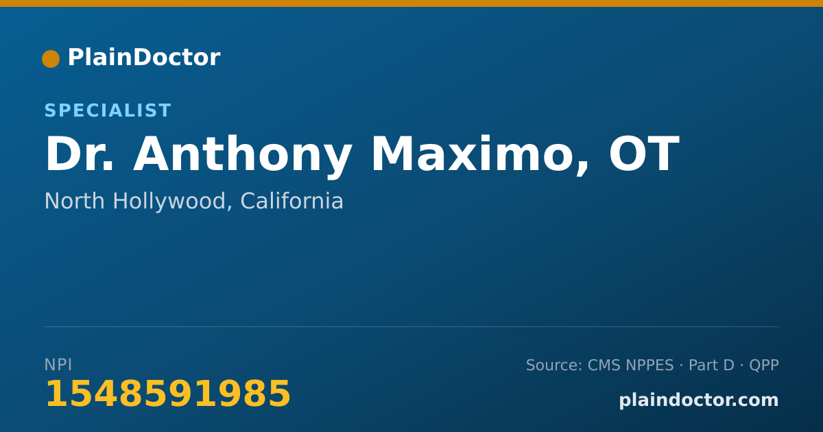 Shareable card for Anthony Maximo, OT - Specialist, North Hollywood, CA