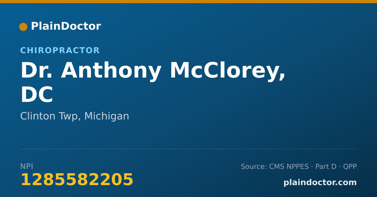 Shareable card for Anthony McClorey, DC - Chiropractor, Clinton Twp, MI