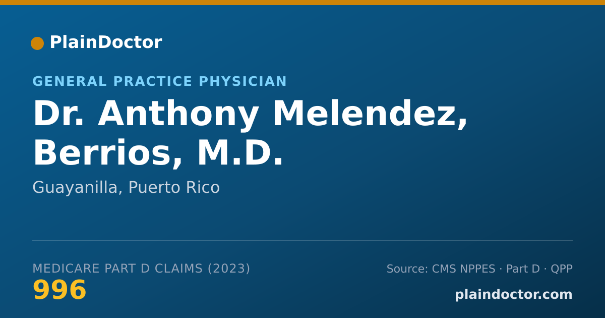 Shareable card for Anthony Melendez, Berrios, M.D. - General Practice Physician, Guayanilla, PR