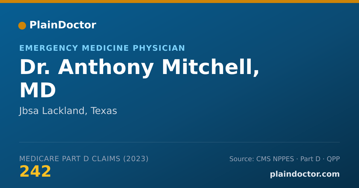 Shareable card for Anthony Mitchell, MD - Emergency Medicine Physician, Jbsa Lackland, TX