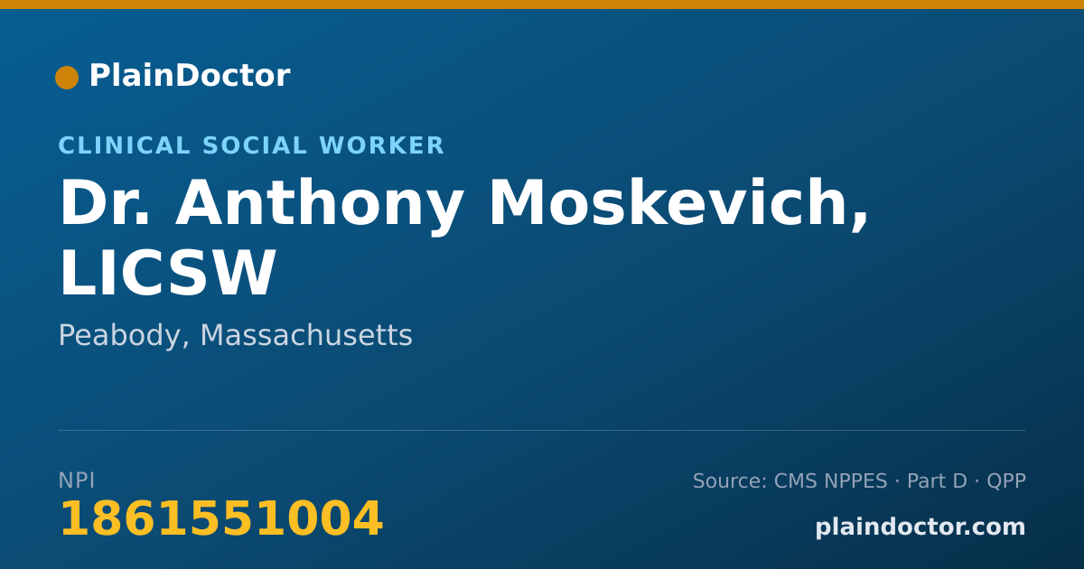 Shareable card for Anthony Moskevich, LICSW - Clinical Social Worker, Peabody, MA