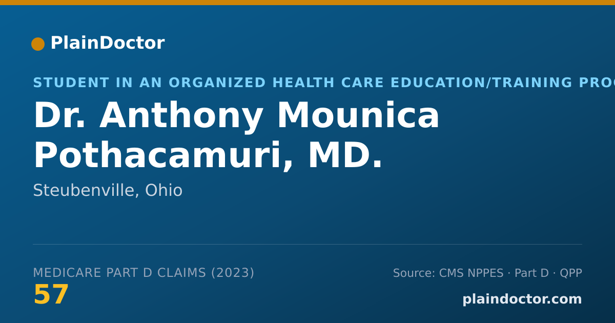 Shareable card for Anthony Mounica Pothacamuri, MD. - Student in an Organized Health Care Education/Training Program, Steubenville, OH