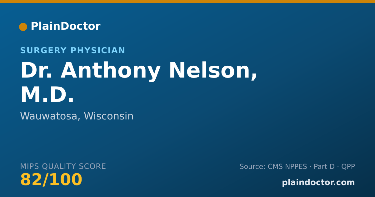 Shareable card for Anthony Nelson, M.D. - Surgery Physician, Wauwatosa, WI