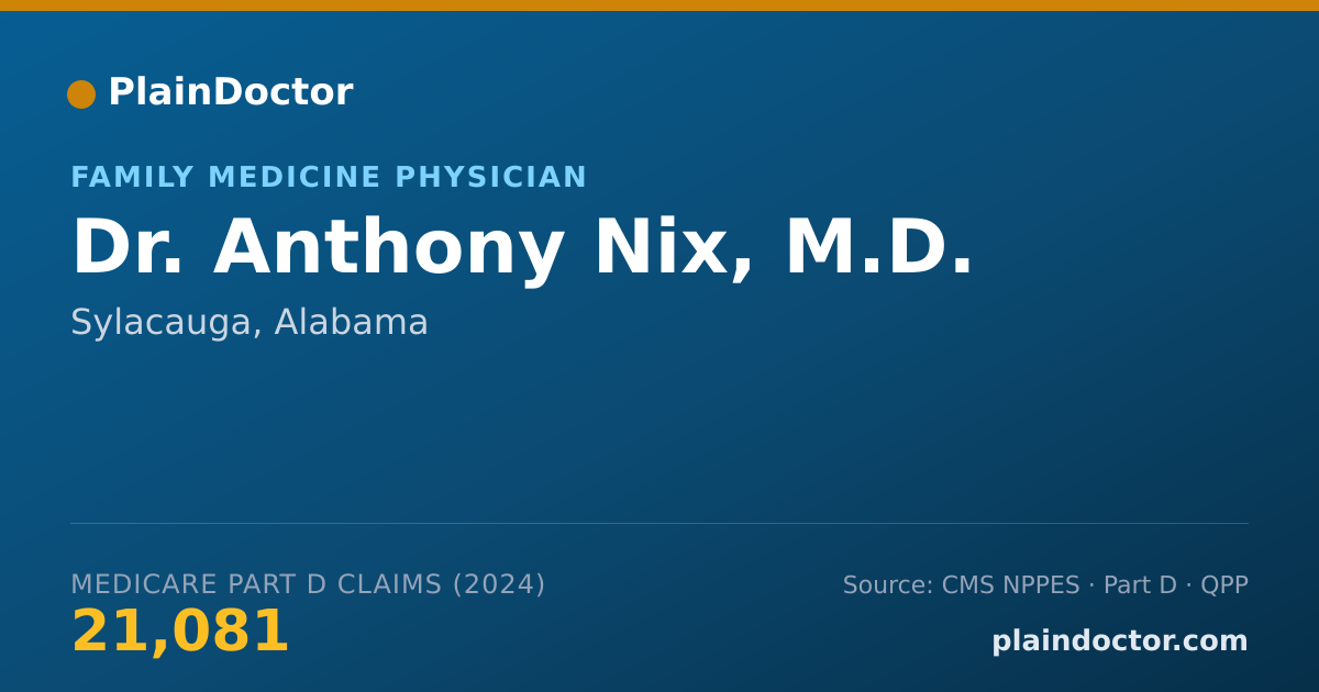 Shareable card for Anthony Nix, M.D. - Family Medicine Physician, Sylacauga, AL