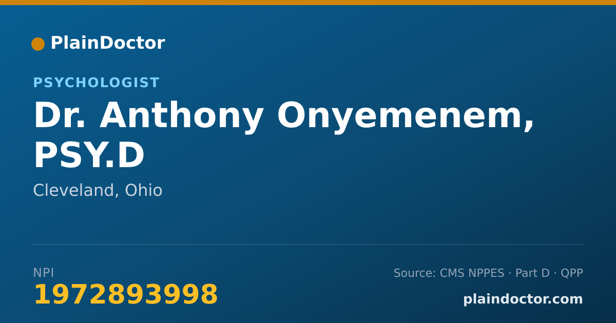 Shareable card for Anthony Onyemenem, PSY.D - Psychologist, Cleveland, OH