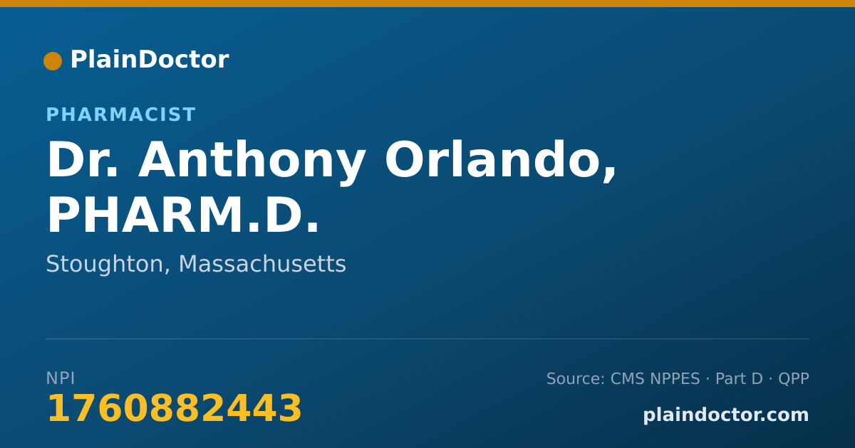 Shareable card for Anthony Orlando, PHARM.D. - Pharmacist, Stoughton, MA
