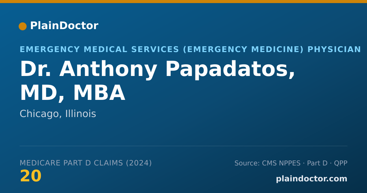 Shareable card for Anthony Papadatos, MD, MBA - Emergency Medical Services (Emergency Medicine) Physician, Chicago, IL