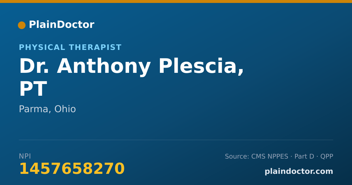 Shareable card for Anthony Plescia, PT - Physical Therapist, Parma, OH
