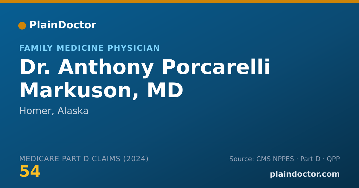 Shareable card for Anthony Porcarelli Markuson, MD - Family Medicine Physician, Homer, AK