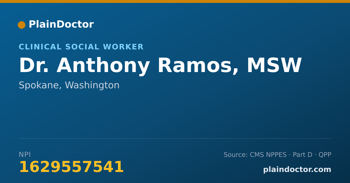 Shareable card for Anthony Ramos, MSW - Clinical Social Worker, Spokane, WA