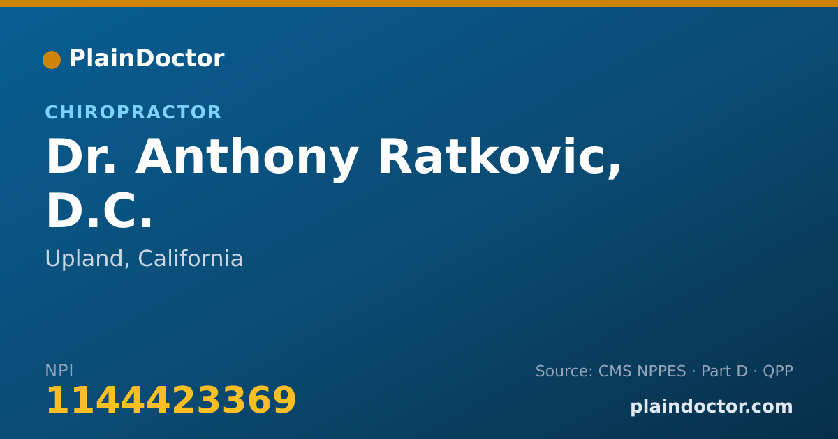 Shareable card for Anthony Ratkovic, D.C. - Chiropractor, Upland, CA