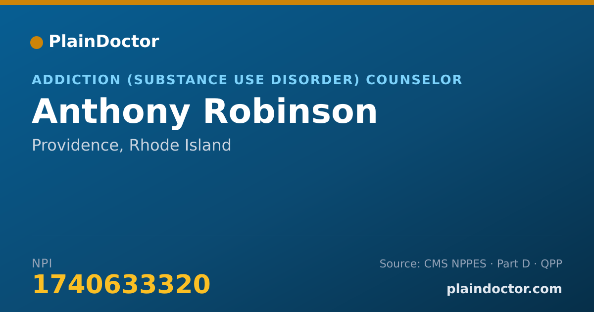 Shareable card for Anthony Robinson - Addiction (Substance Use Disorder) Counselor, Providence, RI