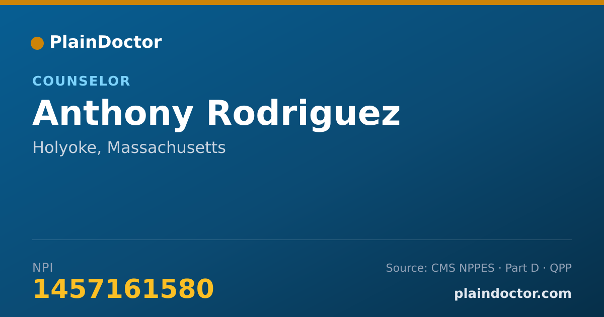 Shareable card for Anthony Rodriguez - Counselor, Holyoke, MA