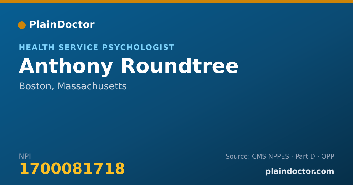 Shareable card for Anthony Roundtree - Health Service Psychologist, Boston, MA