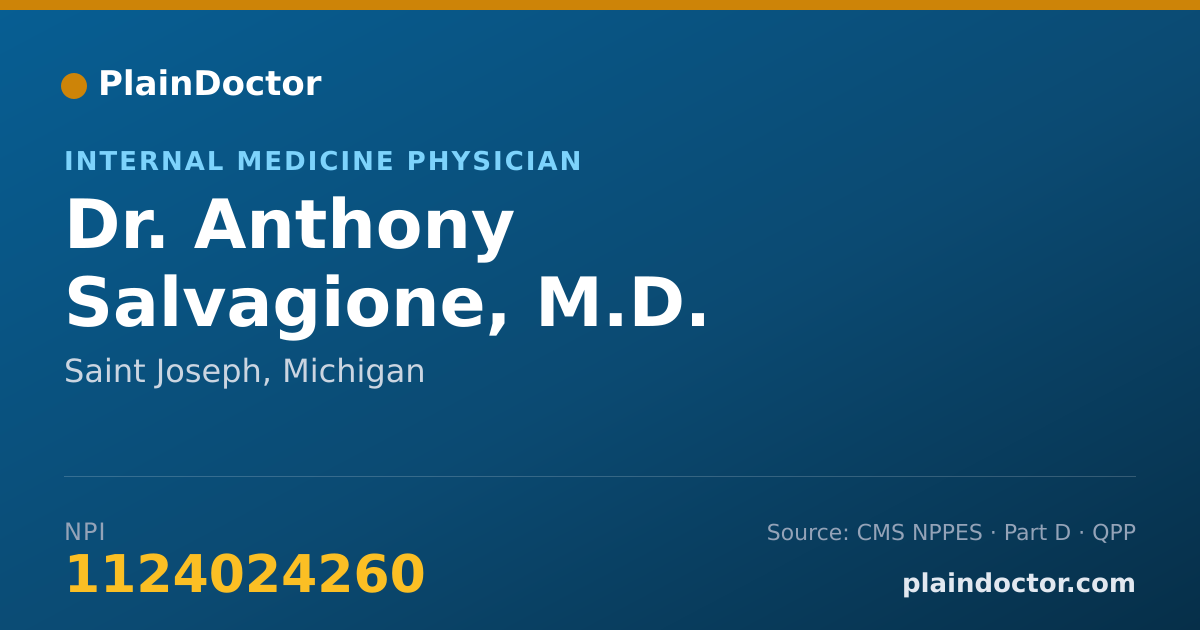 Shareable card for Anthony Salvagione, M.D. - Internal Medicine Physician, Saint Joseph, MI