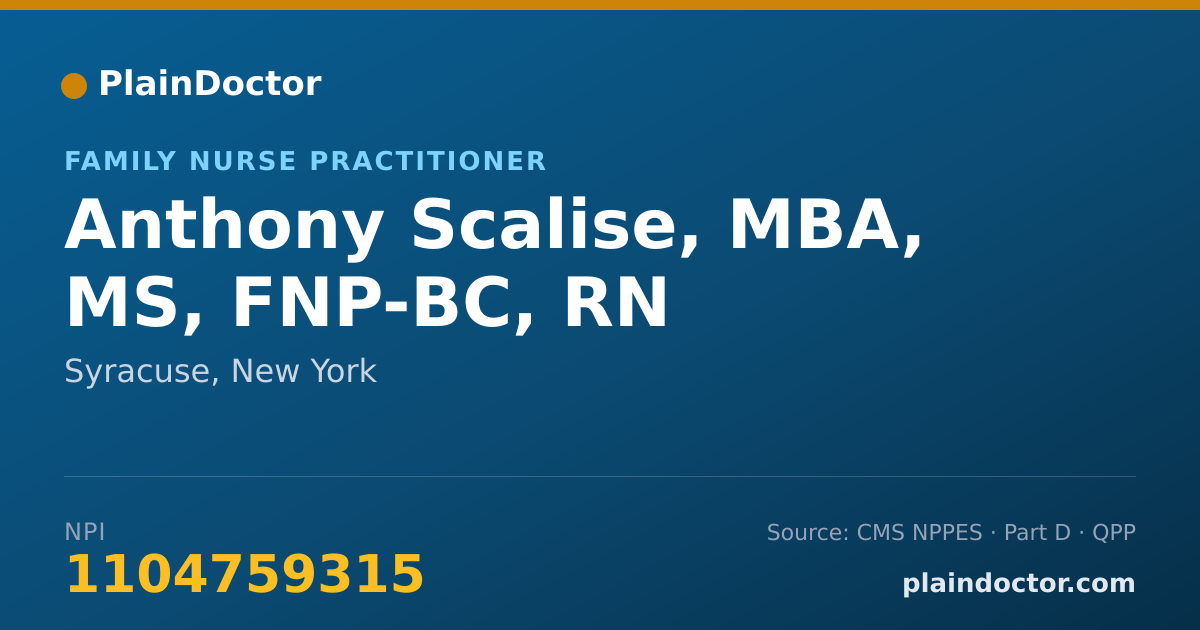 Shareable card for Anthony Scalise, MBA, MS, FNP-BC, RN - Family Nurse Practitioner, Syracuse, NY