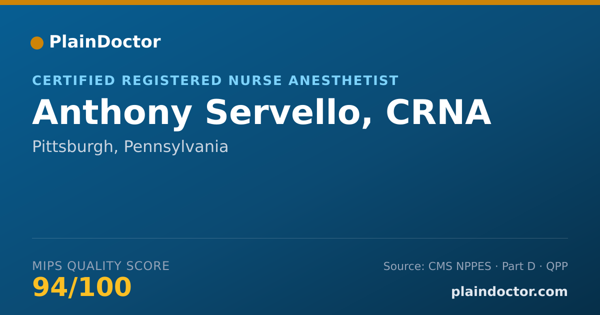 Shareable card for Anthony Servello, CRNA - Certified Registered Nurse Anesthetist, Pittsburgh, PA