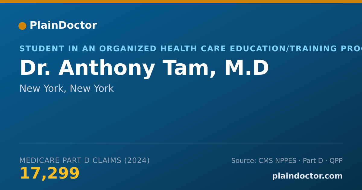 Shareable card for Anthony Tam, M.D - Student in an Organized Health Care Education/Training Program, New York, NY
