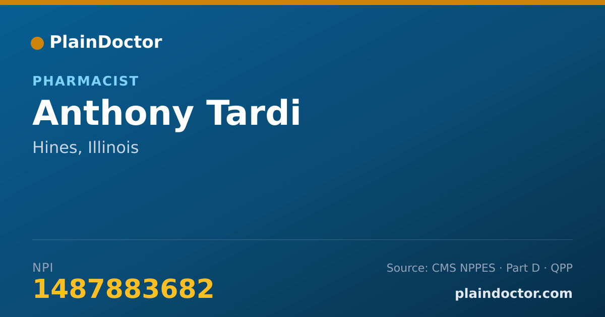 Shareable card for Anthony Tardi - Pharmacist, Hines, IL