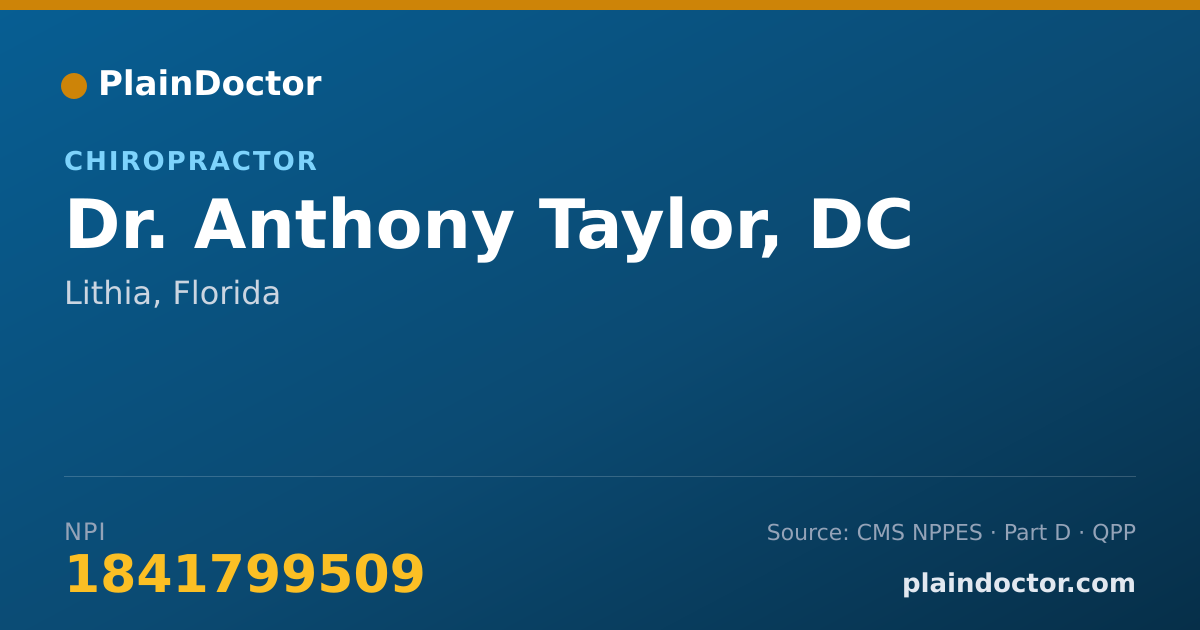 Shareable card for Anthony Taylor, DC - Chiropractor, Lithia, FL