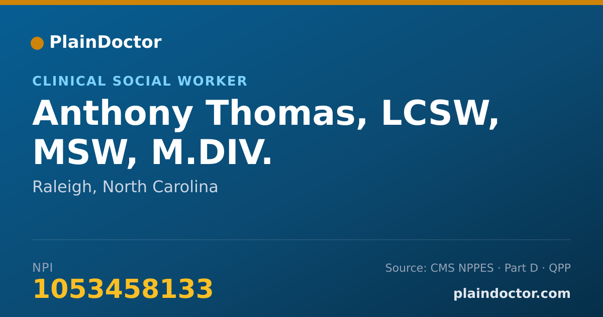 Shareable card for Anthony Thomas, LCSW, MSW, M.DIV. - Clinical Social Worker, Raleigh, NC