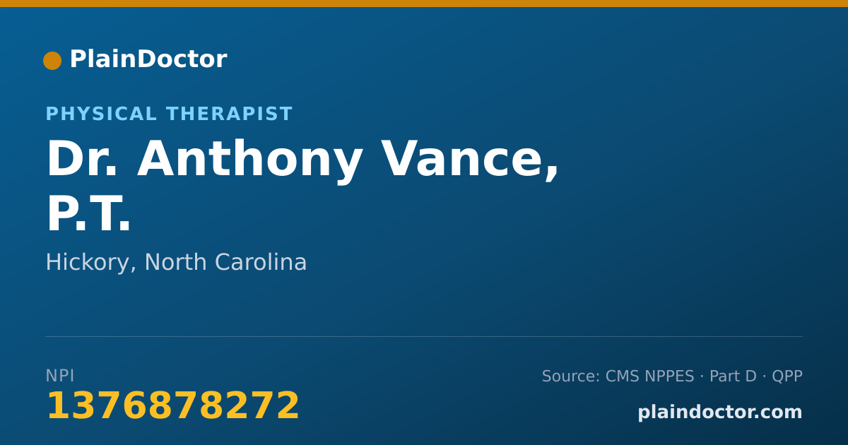 Shareable card for Anthony Vance, P.T. - Physical Therapist, Hickory, NC