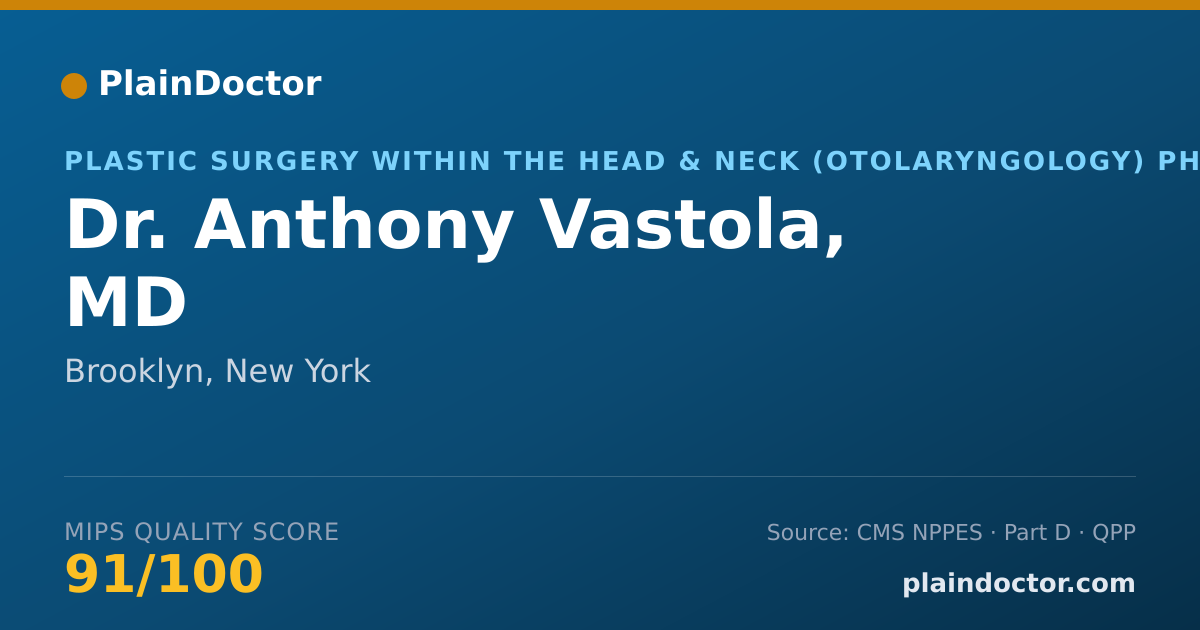 Shareable card for Anthony Vastola, MD - Plastic Surgery within the Head & Neck (Otolaryngology) Physician, Brooklyn, NY