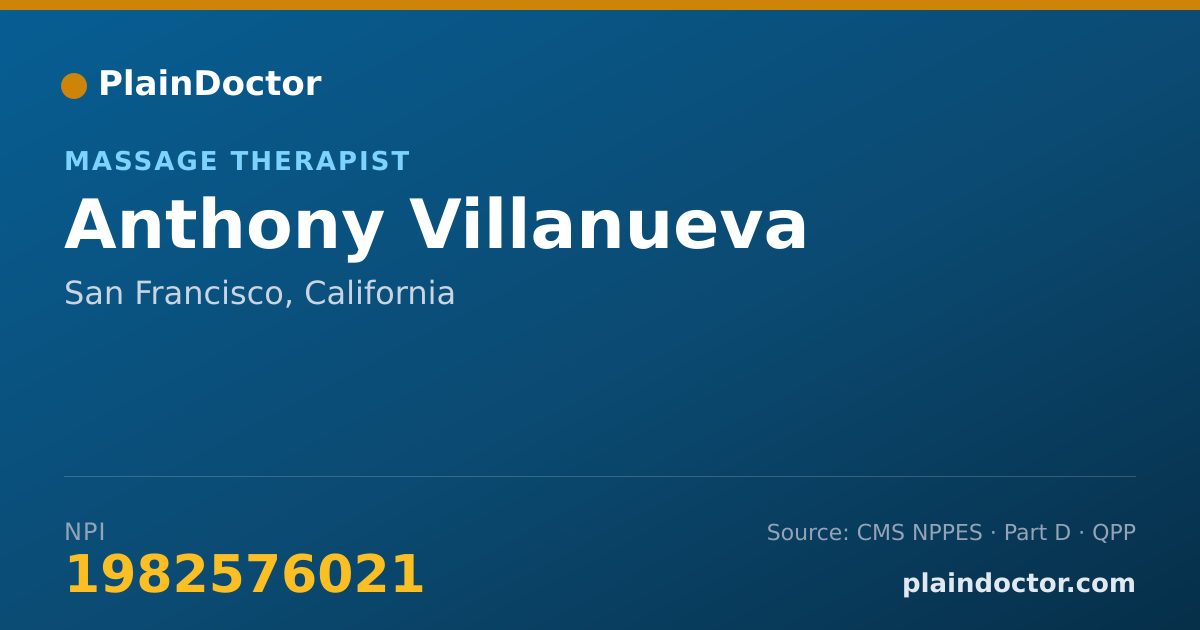 Shareable card for Anthony Villanueva - Massage Therapist, San Francisco, CA